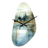 Summer Lake Landscape Illustration V - Asymmetric Metal Wall Clock