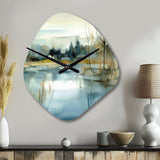 Summer Lake Landscape Illustration V - Asymmetric Metal Wall Clock