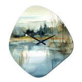 Summer Lake Landscape Illustration V - Asymmetric Metal Wall Clock