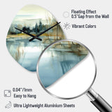 Summer Lake Landscape Illustration V - Asymmetric Metal Wall Clock