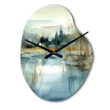 Summer Lake Landscape Illustration V - Asymmetric Metal Wall Clock
