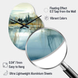 Summer Lake Landscape Illustration V - Asymmetric Metal Wall Clock