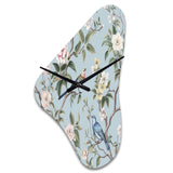 Chinoiserie With Birds and Peonies XIV - Asymmetric Metal Wall Clock