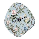 Chinoiserie With Birds and Peonies XIV - Asymmetric Metal Wall Clock