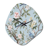 Chinoiserie With Birds and Peonies XIV - Asymmetric Metal Wall Clock