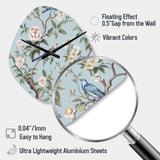 Chinoiserie With Birds and Peonies XIV - Asymmetric Metal Wall Clock