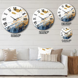 Dark Blue and Gold Abstract V - Abstract Metal Wall Clock