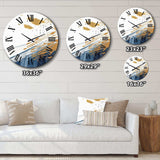 Dark Blue and Gold Abstract V - Abstract Metal Wall Clock