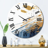 Dark Blue and Gold Abstract V - Abstract Metal Wall Clock