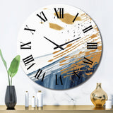 Dark Blue and Gold Abstract V - Abstract Metal Wall Clock