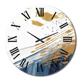 Dark Blue and Gold Abstract V - Abstract Metal Wall Clock