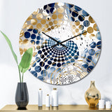 Abstract Pattern With Blue & Golden Textures II - Abstract Metal Wall Clock