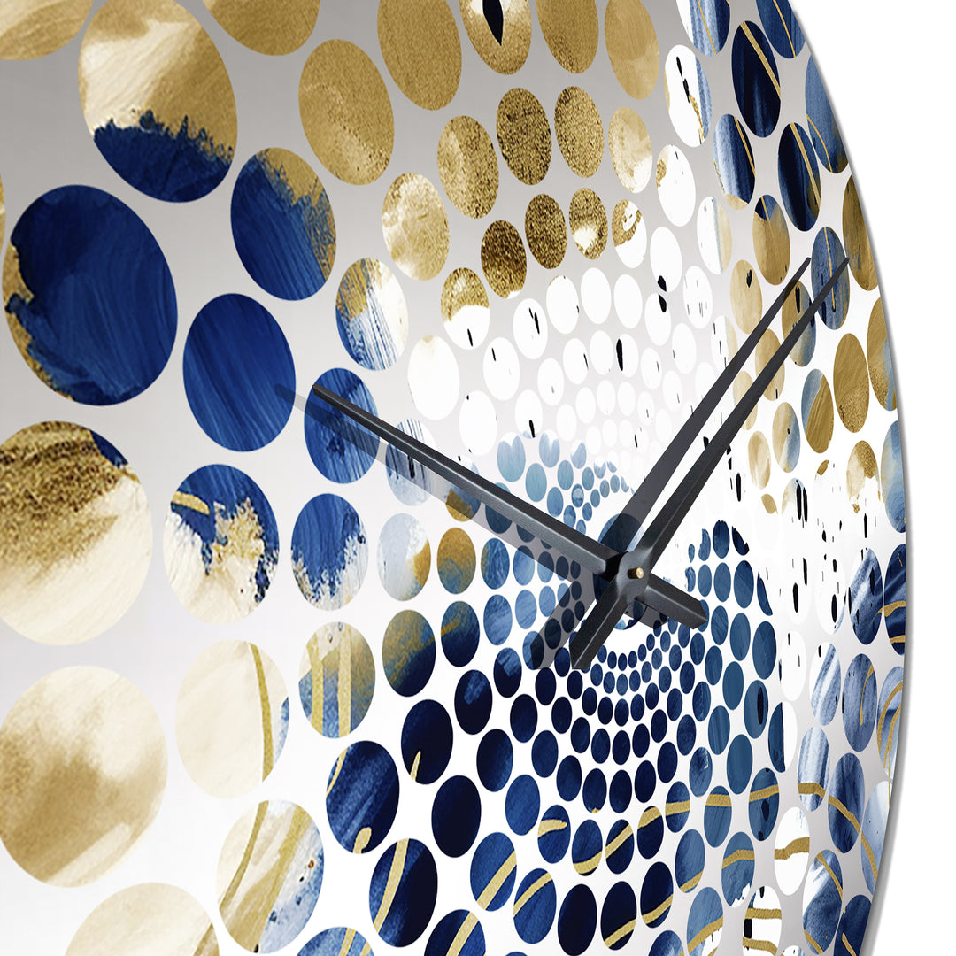 Abstract Pattern With Blue &amp; Golden Textures II - Abstract Metal Wall Clock