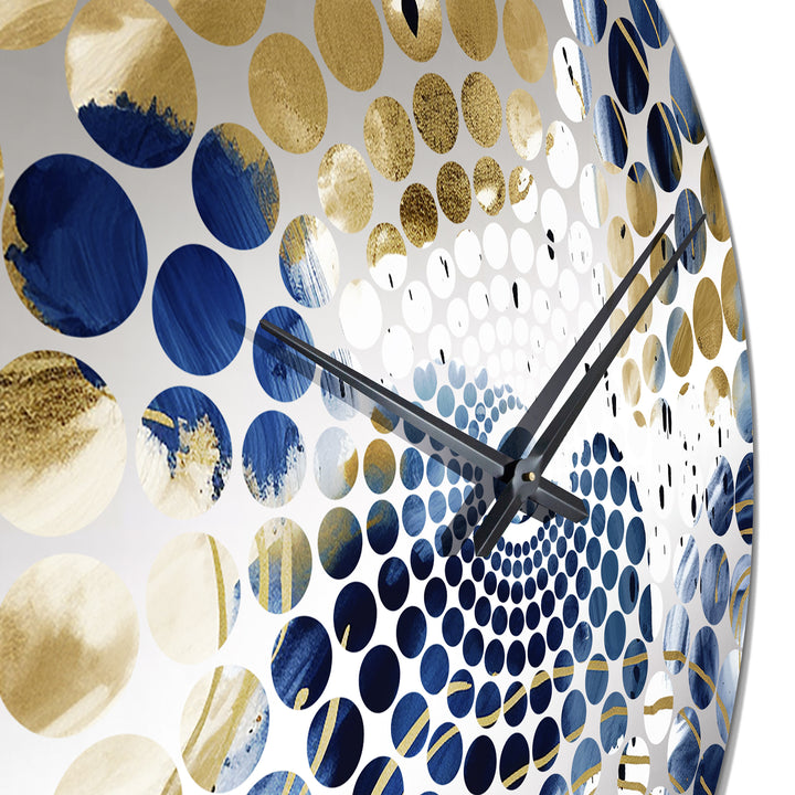 Abstract Pattern With Blue &amp; Golden Textures II - Abstract Metal Wall Clock