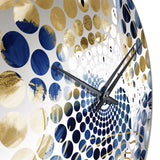 Abstract Pattern With Blue & Golden Textures II - Abstract Metal Wall Clock