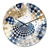 Abstract Pattern With Blue & Golden Textures II - Abstract Metal Wall Clock