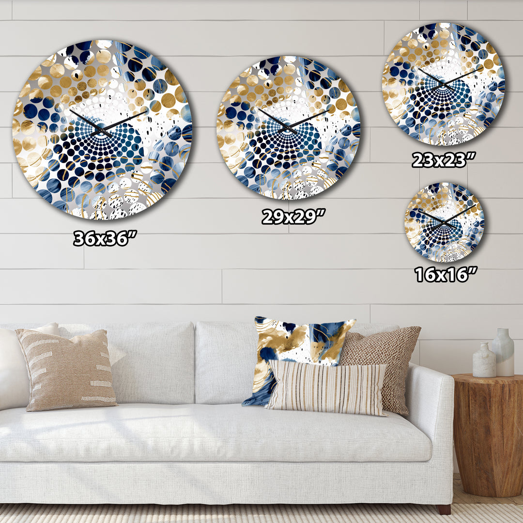 Abstract Pattern With Blue &amp; Golden Textures II - Abstract Metal Wall Clock