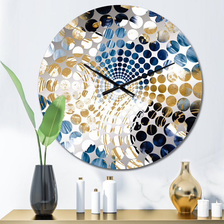 Abstract Pattern With Blue &amp; Golden Textures VIII - Abstract Metal Wall Clock