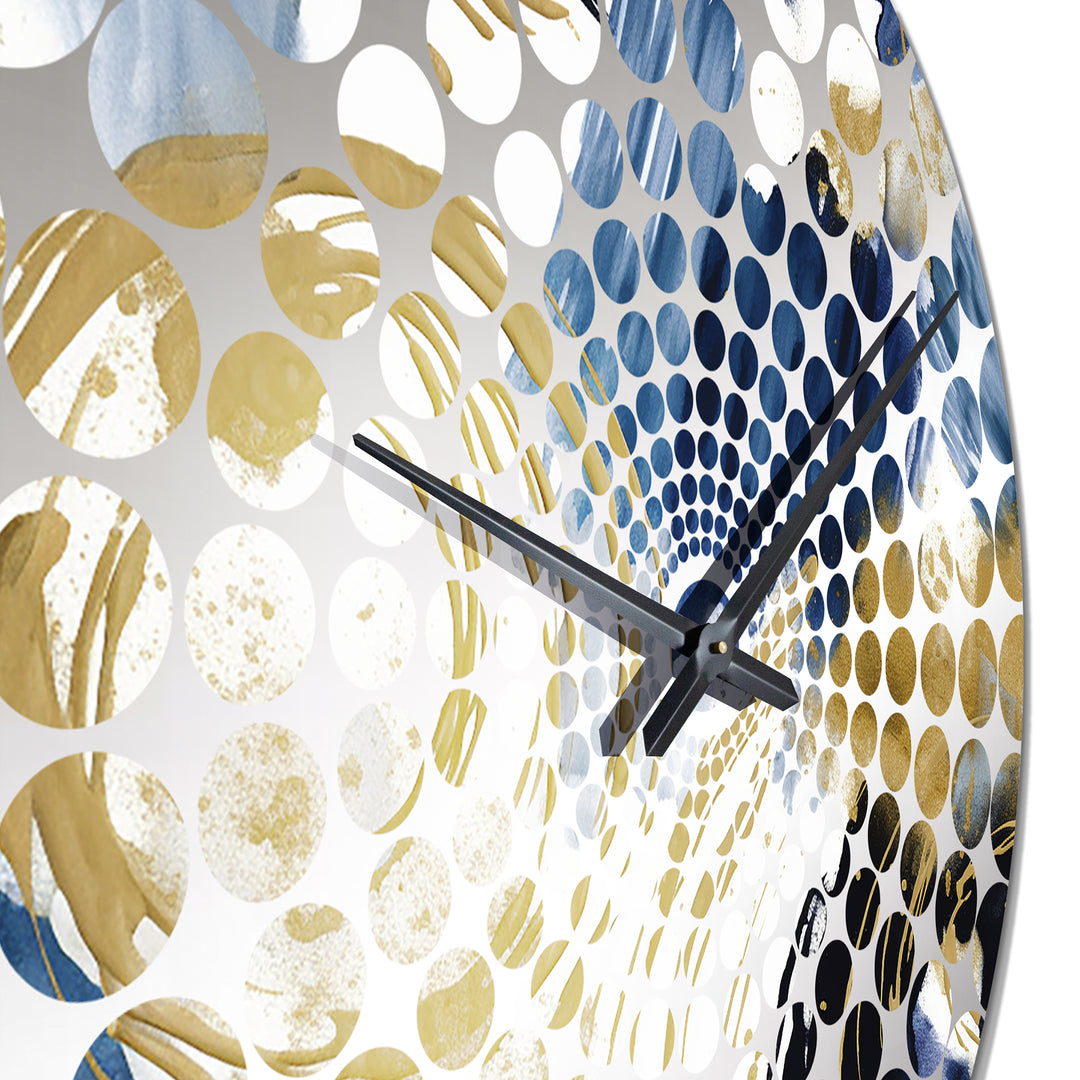 Abstract Pattern With Blue &amp; Golden Textures VIII - Abstract Metal Wall Clock