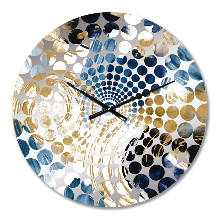 Abstract Pattern With Blue &amp; Golden Textures VIII - Abstract Metal Wall Clock