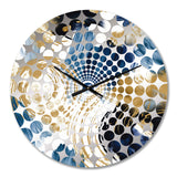 Abstract Pattern With Blue & Golden Textures VIII - Abstract Metal Wall Clock