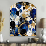Abstract Pattern With Blue & Golden Textures XVIII - Asymmetric Metal Wall Clock