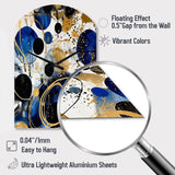 Abstract Pattern With Blue & Golden Textures XVIII - Asymmetric Metal Wall Clock
