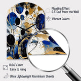 Abstract Pattern With Blue & Golden Textures XVIII - Asymmetric Metal Wall Clock