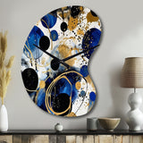 Abstract Pattern With Blue & Golden Textures XVIII - Asymmetric Metal Wall Clock