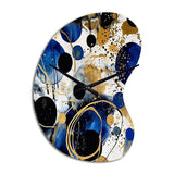 Abstract Pattern With Blue & Golden Textures XVIII - Asymmetric Metal Wall Clock