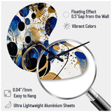 Abstract Pattern With Blue & Golden Textures XVIII - Asymmetric Metal Wall Clock