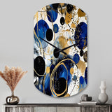 Abstract Pattern With Blue & Golden Textures XVIII - Asymmetric Metal Wall Clock