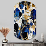 Abstract Pattern With Blue & Golden Textures XVIII - Asymmetric Metal Wall Clock