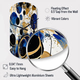 Abstract Pattern With Blue & Golden Textures XVIII - Asymmetric Metal Wall Clock