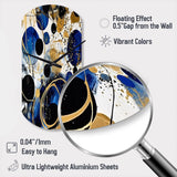 Abstract Pattern With Blue & Golden Textures XVIII - Asymmetric Metal Wall Clock