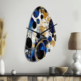 Abstract Pattern With Blue & Golden Textures XVIII - Asymmetric Metal Wall Clock