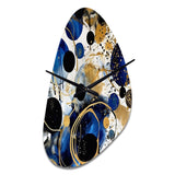 Abstract Pattern With Blue & Golden Textures XVIII - Asymmetric Metal Wall Clock