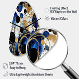 Abstract Pattern With Blue & Golden Textures XVIII - Asymmetric Metal Wall Clock