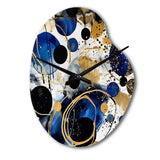 Abstract Pattern With Blue & Golden Textures XVIII - Asymmetric Metal Wall Clock