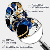 Abstract Pattern With Blue & Golden Textures XVIII - Asymmetric Metal Wall Clock