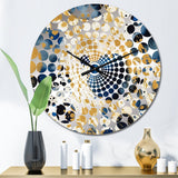 Abstract Pattern With Blue & Golden Textures XXIV - Abstract Metal Wall Clock