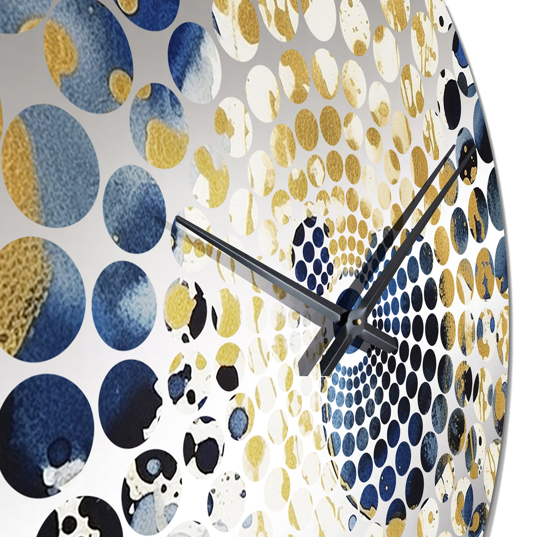 Abstract Pattern With Blue &amp; Golden Textures XXIV - Abstract Metal Wall Clock