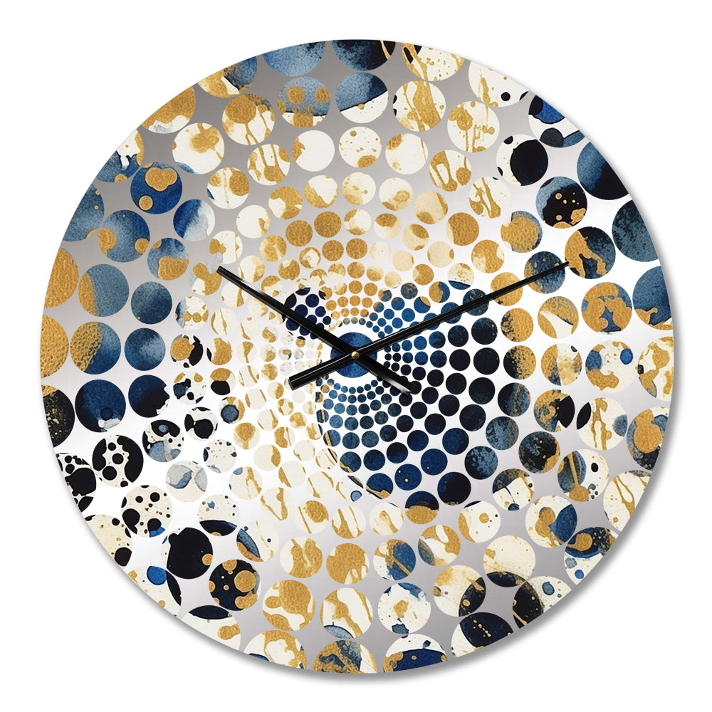 Abstract Pattern With Blue &amp; Golden Textures XXIV - Abstract Metal Wall Clock