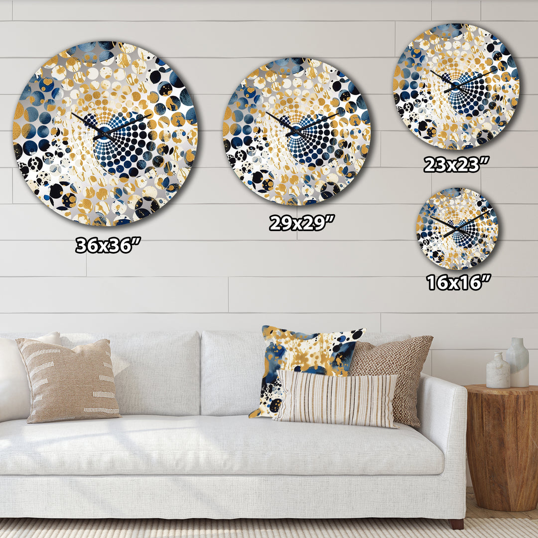 Abstract Pattern With Blue &amp; Golden Textures XXIV - Abstract Metal Wall Clock