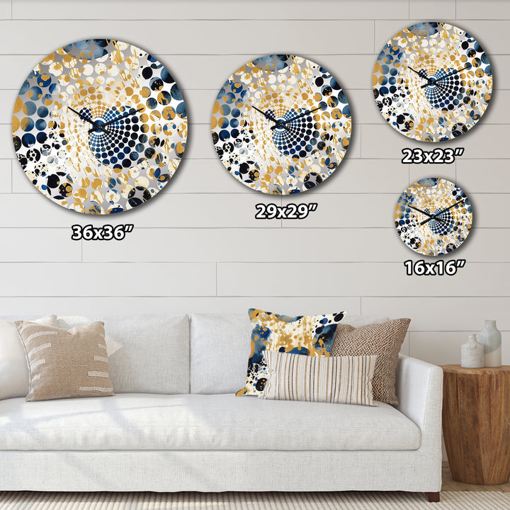 Abstract Pattern With Blue &amp; Golden Textures XXIV - Abstract Metal Wall Clock