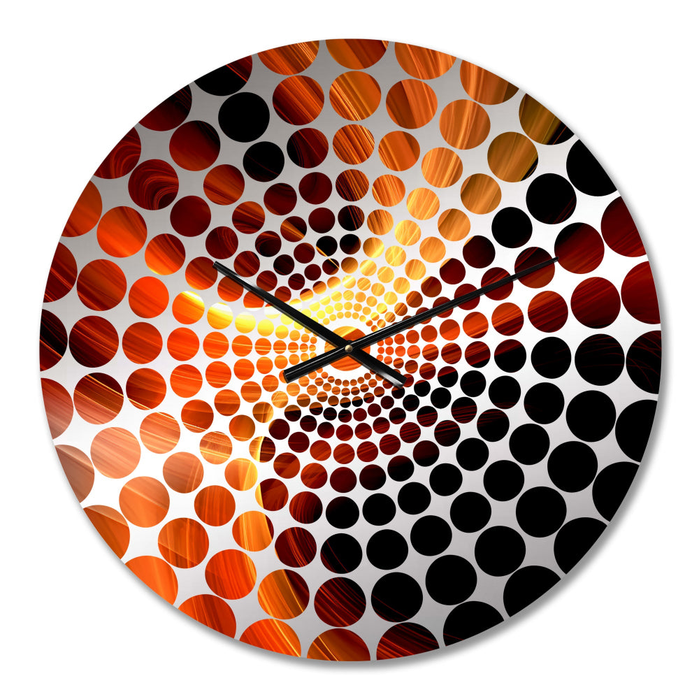 Orange Abstract Warm Fractal Design III - Abstract Metal Wall Clock