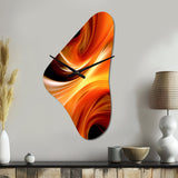 Orange Abstract Warm Fractal Design IV - Asymmetric Metal Wall Clock