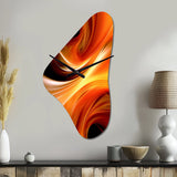 Orange Abstract Warm Fractal Design IV - Asymmetric Metal Wall Clock