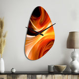 Orange Abstract Warm Fractal Design IV - Asymmetric Metal Wall Clock