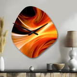 Orange Abstract Warm Fractal Design IV - Asymmetric Metal Wall Clock